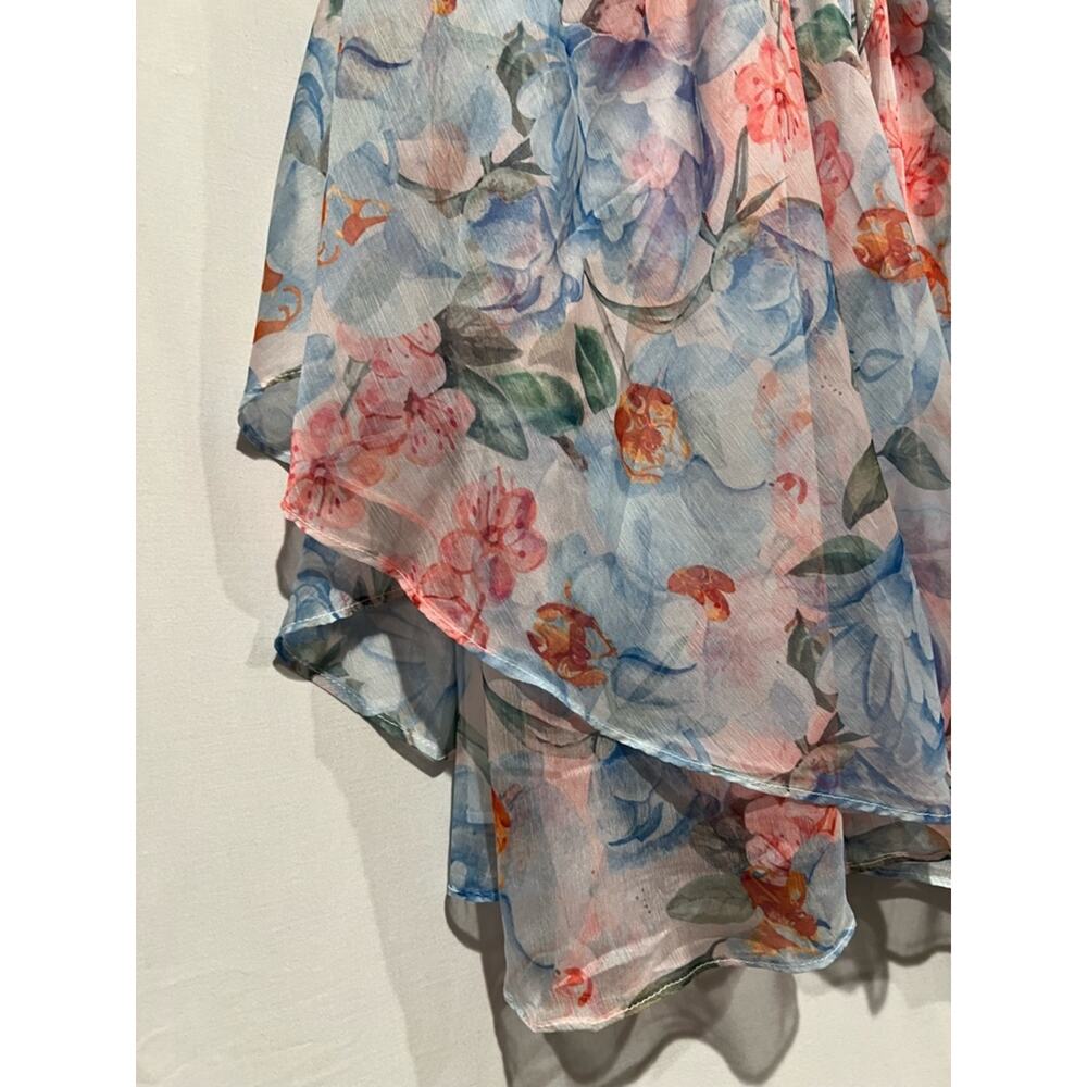Lulus Floral Halter Chiffon Mini Dress Small NWT Romantic Tiered Ruffle - Picture 3 of 11